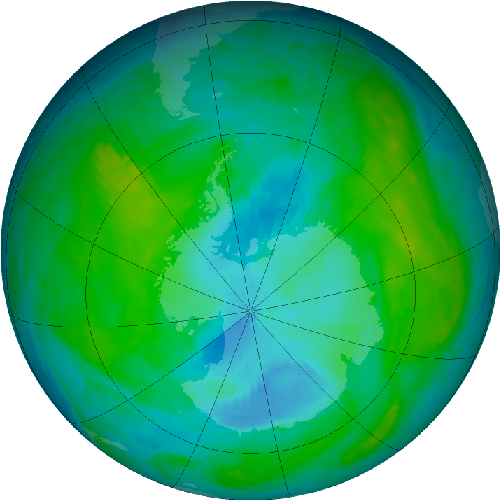 Antarctic ozone map for 27 January 1985